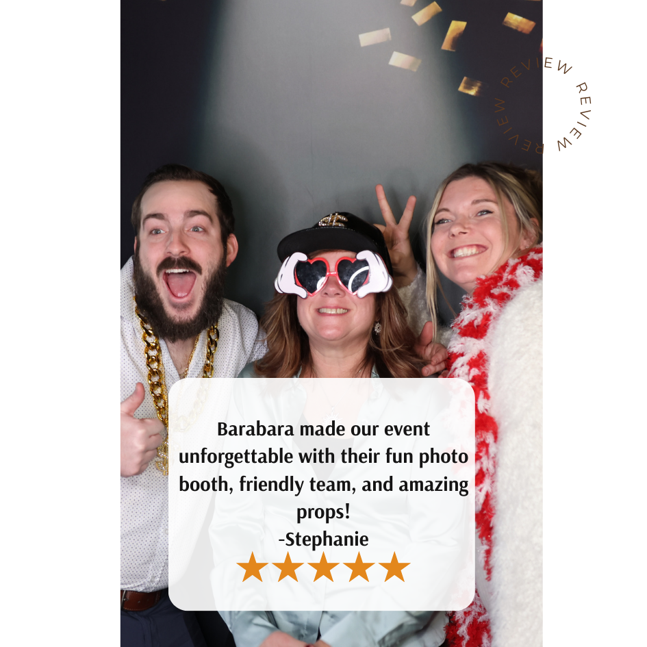Guests enjoying a fun photo booth with props at an event in Las Vegas